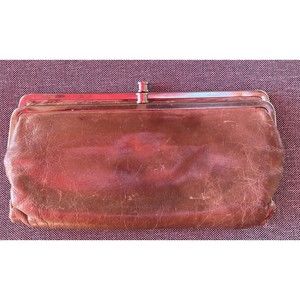 Hobo Woman’s Olive Green Leather Double Frame Clutch Wallet Lauren Kiss Lock